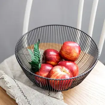 

Adeeing Simple Wire Decorated Metal Storage Basket Display Bowl for Fruit Vegetable Table Decoration