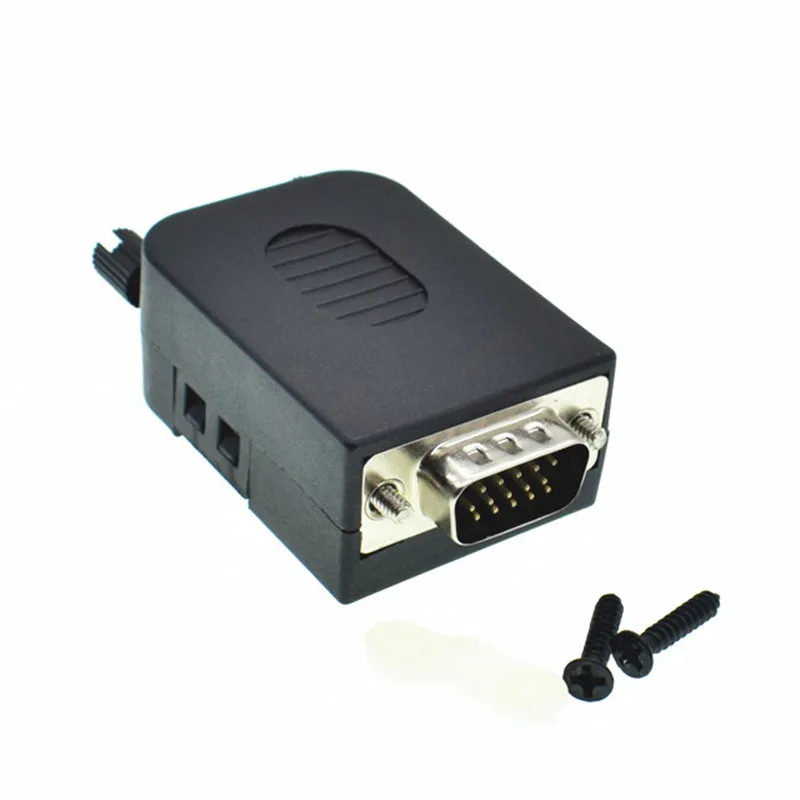 15 pin DB15 Мужской разъем адаптера D-SUB VGA терминал с пластиковой крышкой 3+ 6 кабель для передачи данных