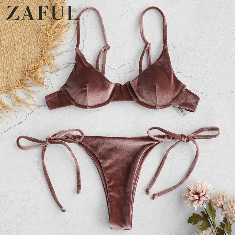 ZAFUL спортивный однотонный треугольный металлический топ на бретелях цвета хаки с