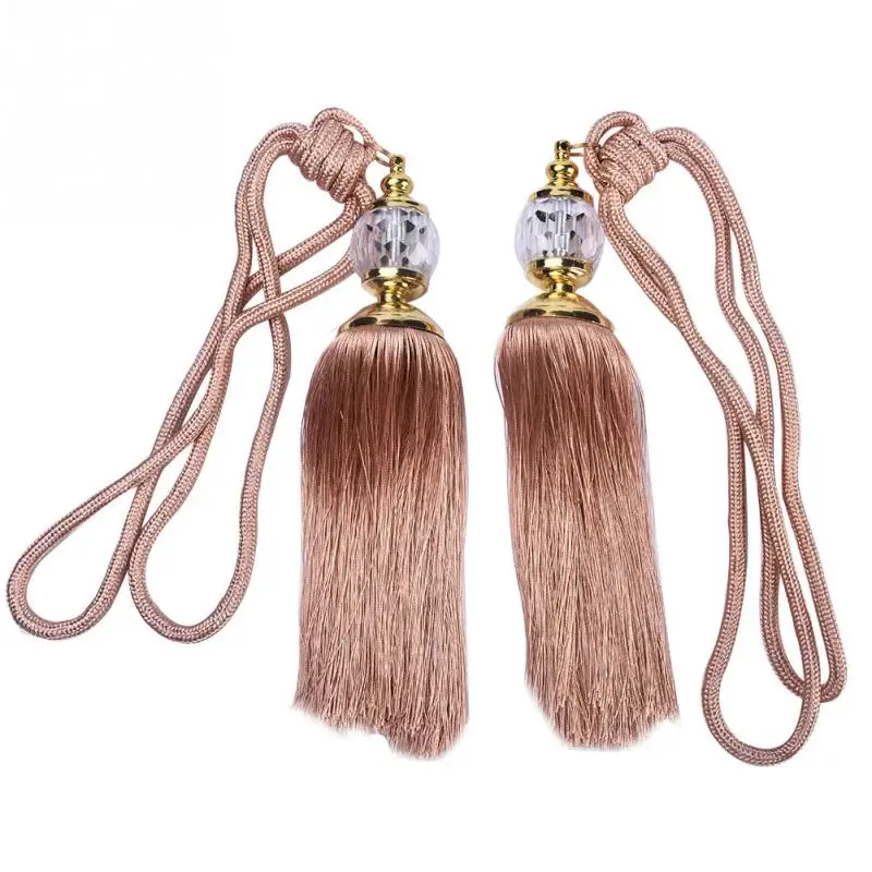 

60cm Polyester Ball Strap Crystal Tie back Tassel Curtain Tieback Window Accessories Curtain Clips Gray/Beige/Green high quality