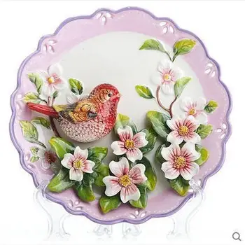 

Red Magpie Birds Flowers Decorative Wall Dishes Porcelain Decorative Plates Vintage Home Decor Crafts Room Decoration Figurine