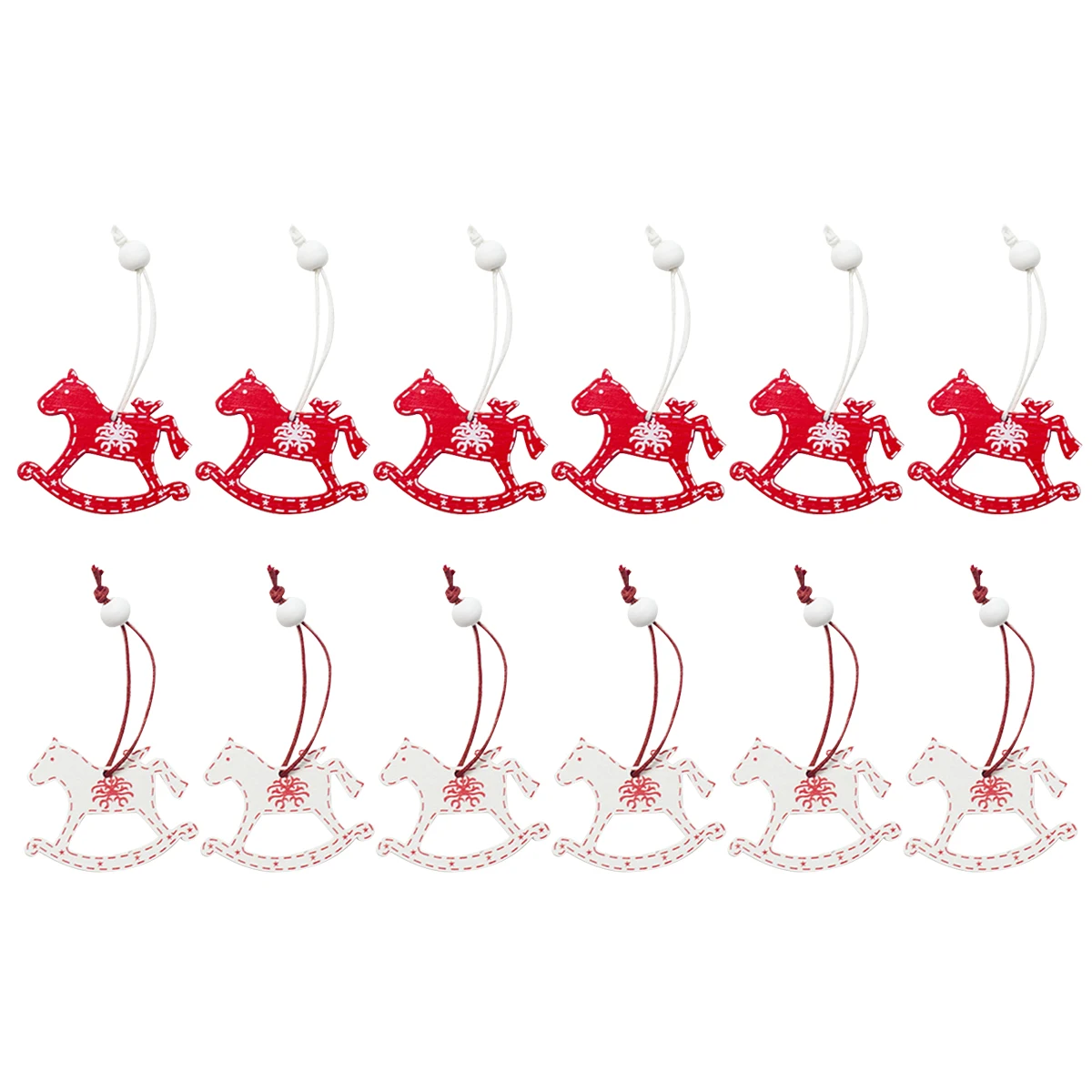 

SNNY NEW 12pcs Party Supplies DIY Gifts Christmas Tree Decoration Wooden Ornaments Xmas Hanging Horse