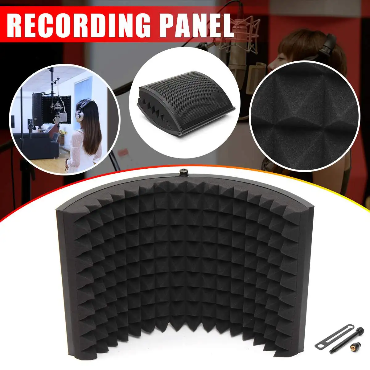 

Foldable Microphone Acoustic Isolation Shield Alloy Acoustic Foams Panel Professional Studio Recording Microphone Accessories