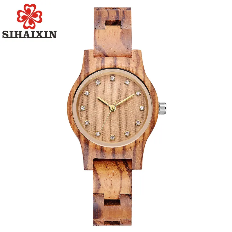 

SIHAIXIN Wooden Watch Ladies Smart Wrist Watches For Women Top Brand Luxury Bamboo Wood Band Clock Female Christmas Gift Relogio
