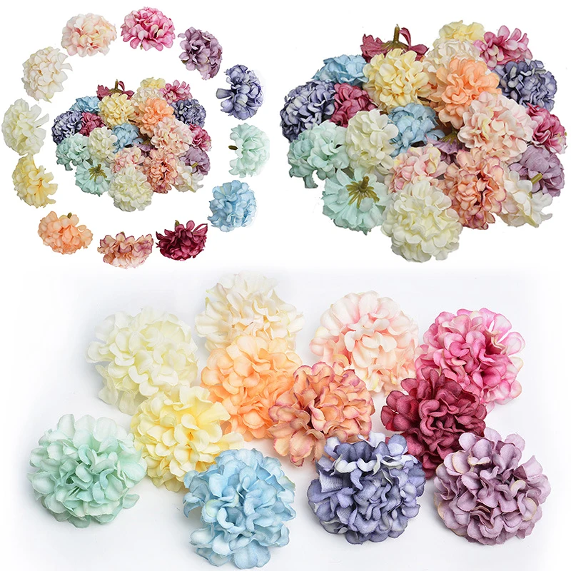 Hot Sale 10PCS/Set 4.5CM Artificial Flower Head Hydrangea Silk Gift Wedding Party Handmade DIY Home Decoration | Дом и сад