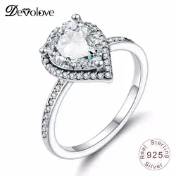 Devolove кольцо с капелькой из стерлингового серебра 925 пробы, сверкающее кольцо с прозрачными фианитами, свадебная помолвка для женщин, Прямая