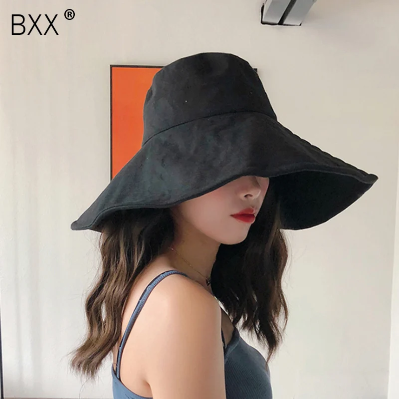 

[BXX] 2020 Spring Summer Woman New Orange Color Dome Pleated Foldable Sunscreen Sun Fisherman Hat All Match LI963