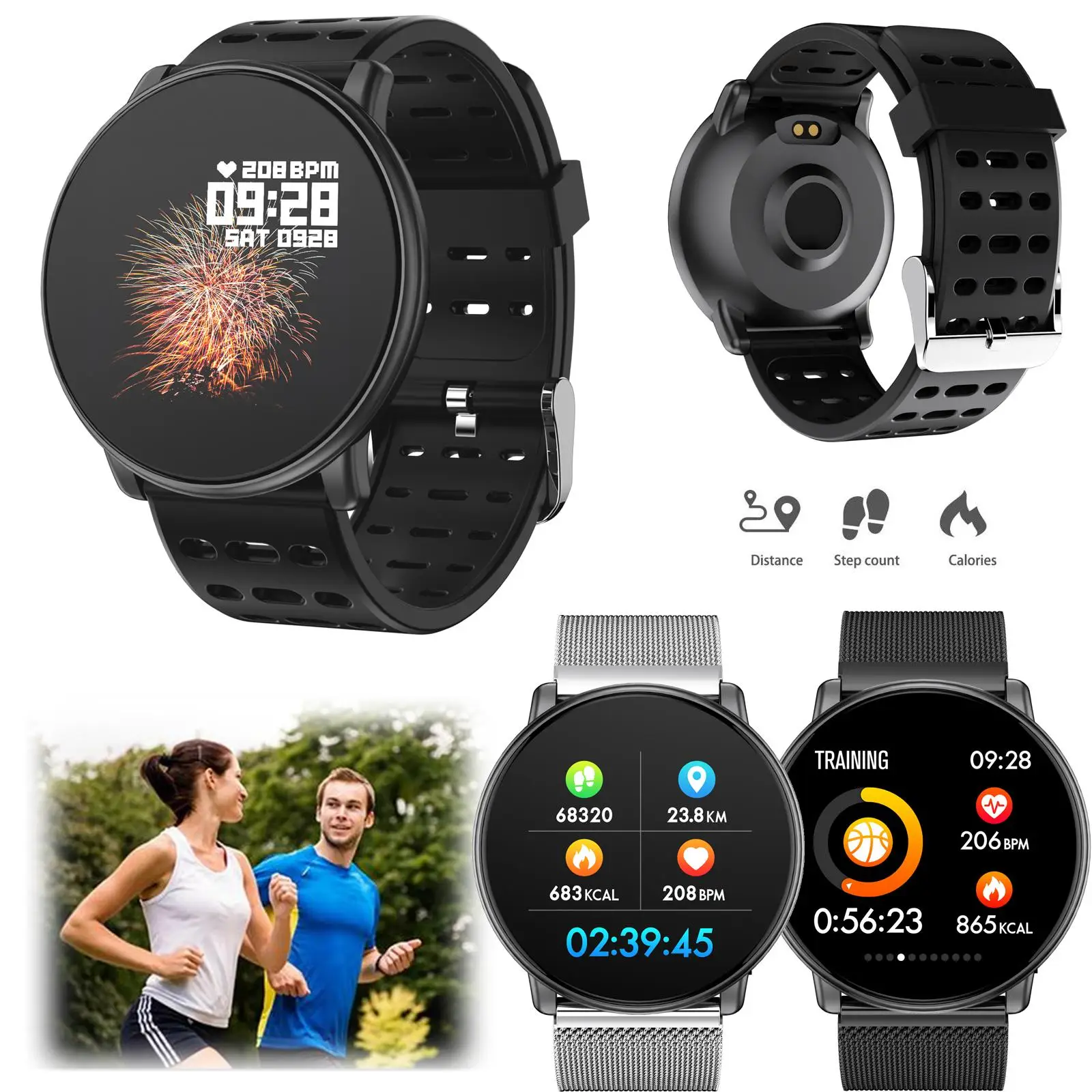 

Full Round Screen Bluetooth Smart Watch Heart Rate Monitor Sedentary Reminder Sleep Monitor for IOS Android Samsung S10 S9 S8