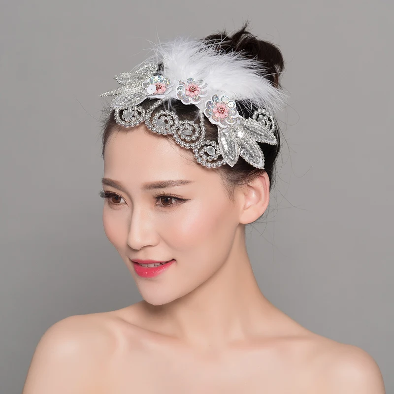 

Hair Headdress Dance Headwear Feather Head Flower Yangko Dance Accesorios Hair Accessories