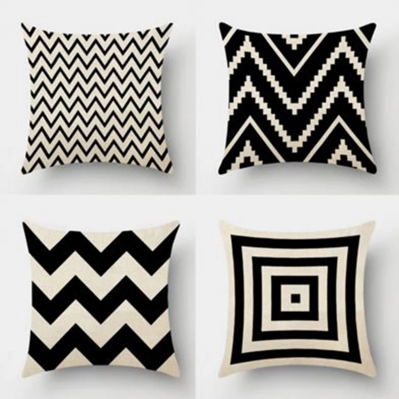 

1 Pcs Linen Hug Pillowcase Cushion Geometric Pattern Black White Modern Minimalist Style Lazy Pillow Pad Back Pad Waist Tool