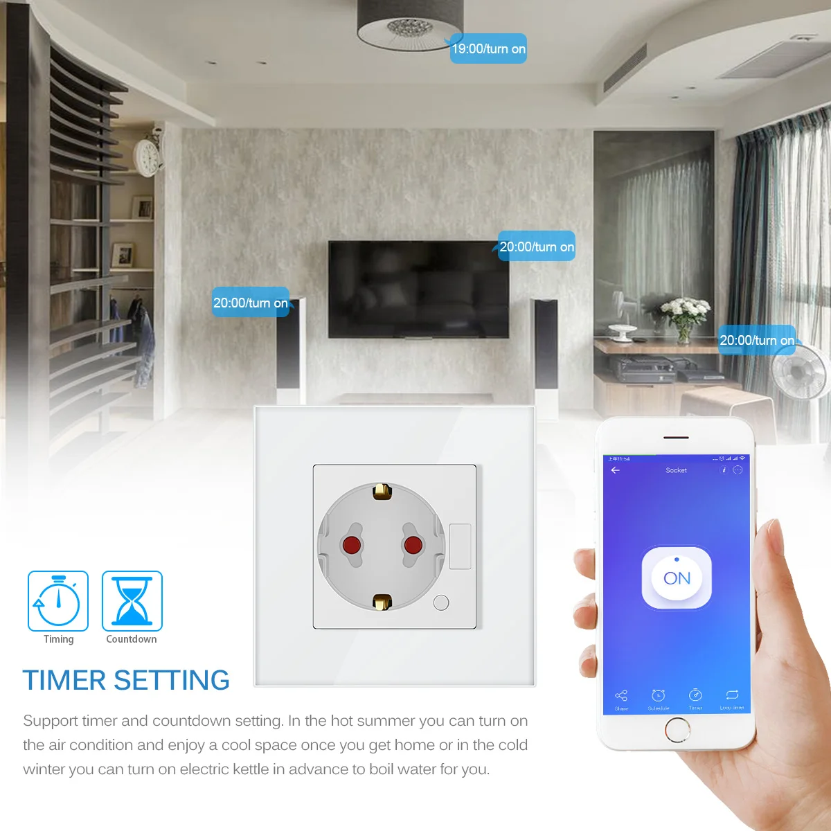 

Wall Socket Wifi Plug Compatible With Amazon Alexa Google Home APP EU Plug WIFI Smart Power Socket Outlet Panel Home Improvement