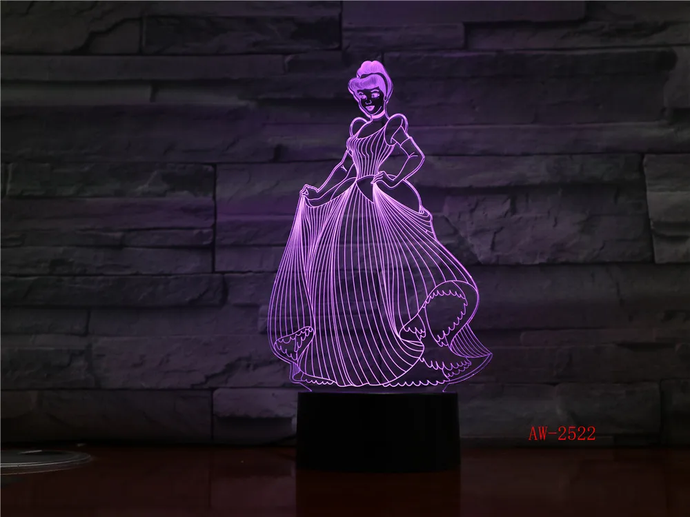 Фигурка принцессы Cindirella Usb 3d светодиодный ночсветильник украшение для девочек