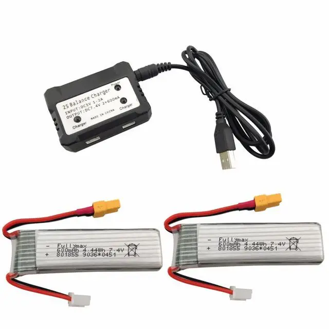 

None 7.4V 600mAh Lithium Battery with 2 in 1 Charger Cable for XK K130 Brushless Aileron 3D Stunt Helicopter Accessories