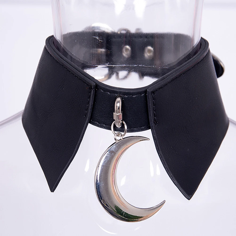 

Punk Women Necklace PU Leather Chic Moon Pattern Fashion Women Collar 2019 New Belt Choker Gothic Necklace