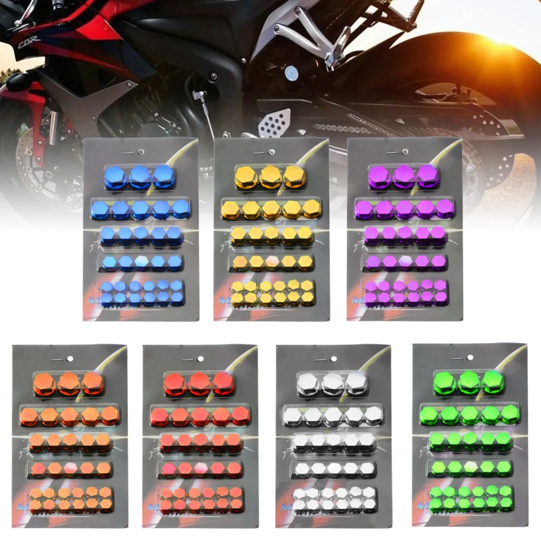 

Mayitr 30pcs/set High Quality Chrome Plating Plasti Motorcycle Screw Nut Cover Cap Nut Bolt Decoration For Engine Transmission