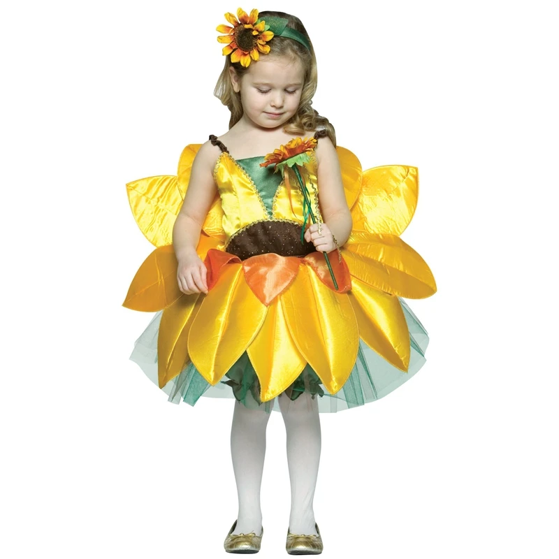 

Girls Clothes Kids Fancy Dress Sunflower Halloween Cosplay Costume
