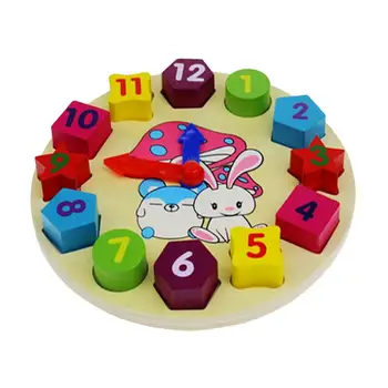 

Cartoon Rabbit clock toys kids DIY animals wood 3d puzzles cartoon educational toys for children pearls wooden digital clock