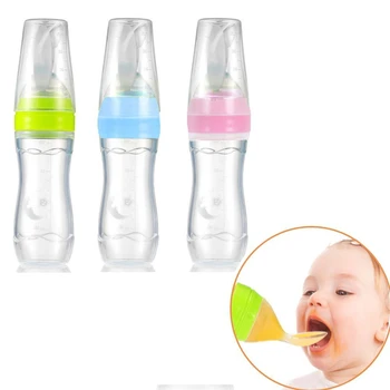

2019 Brand New Infant Toddler Nipple Pacifier Baby Feeding Tool Milk Bottle With Spoon Silicone Unique Spoon Lid food Supplement