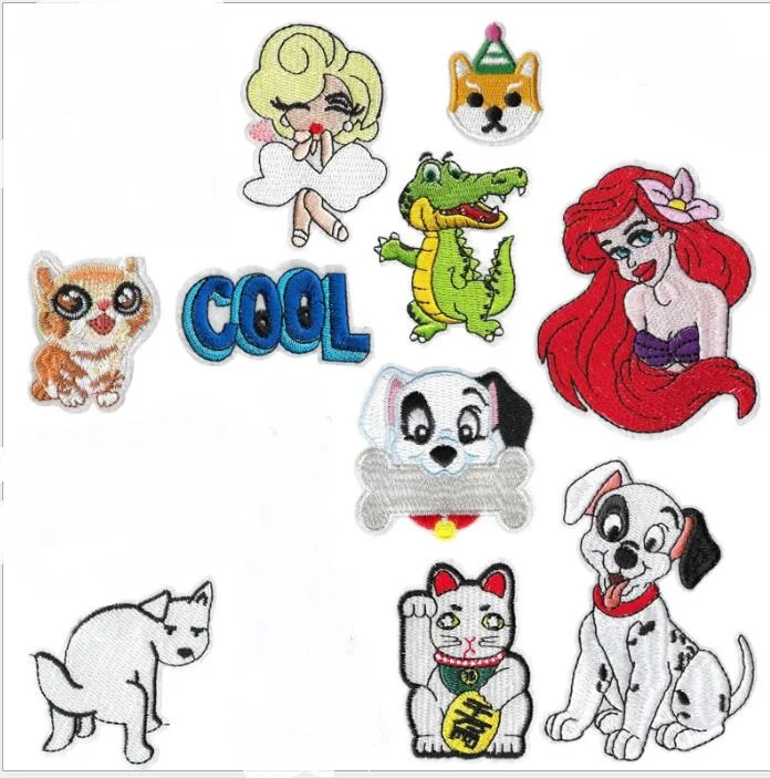 

Cartoon Animal iron on patches Puppy Mermaid Princess Cloth Patch Clothing Accessories badge