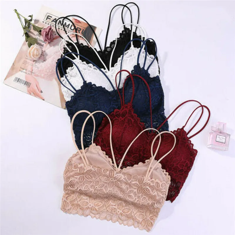 

Summer Sexy Bra Women Lace Bralette Sexy Lingerie Underwear Wireless Padded Seamless Bra Ultra Strap Padded Bras for Women