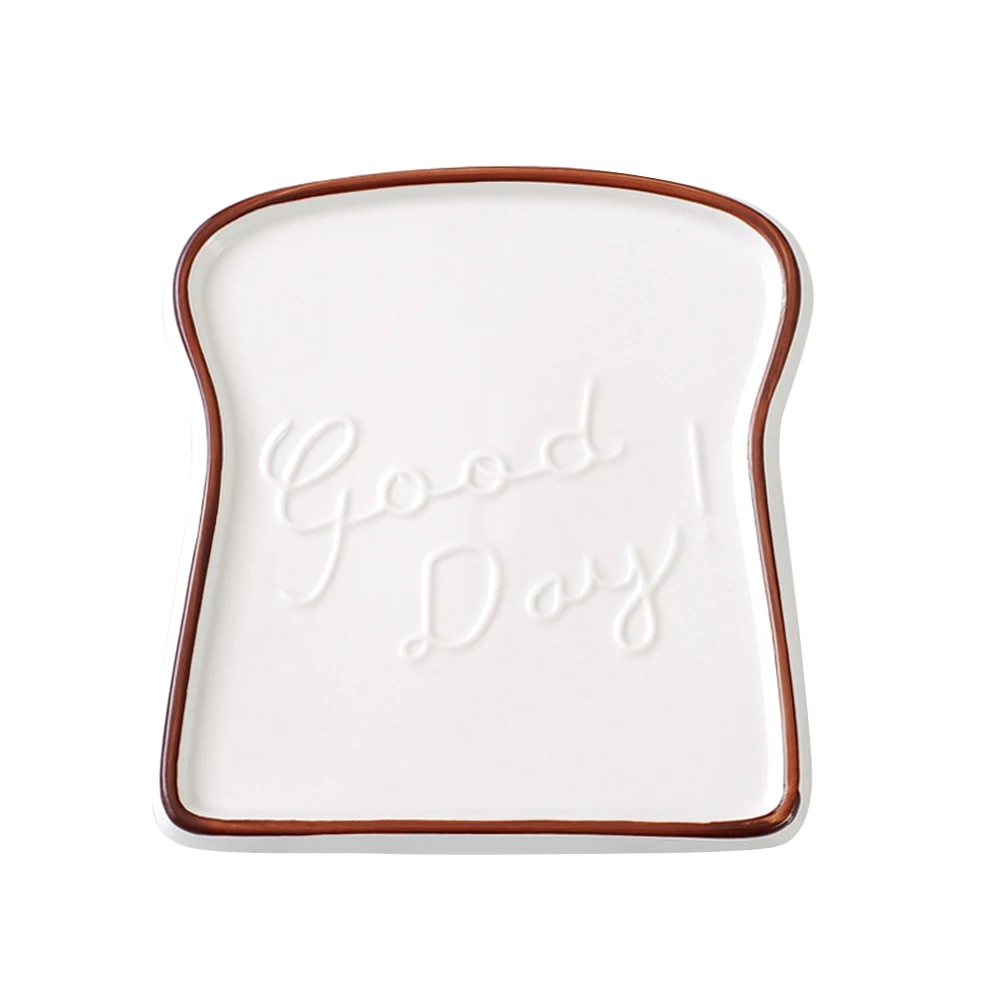 

1PC Ceramic Toast Shaped Dinner Plate Porcelain Salad Dessert Plate Dish for Kitchen Restaurant