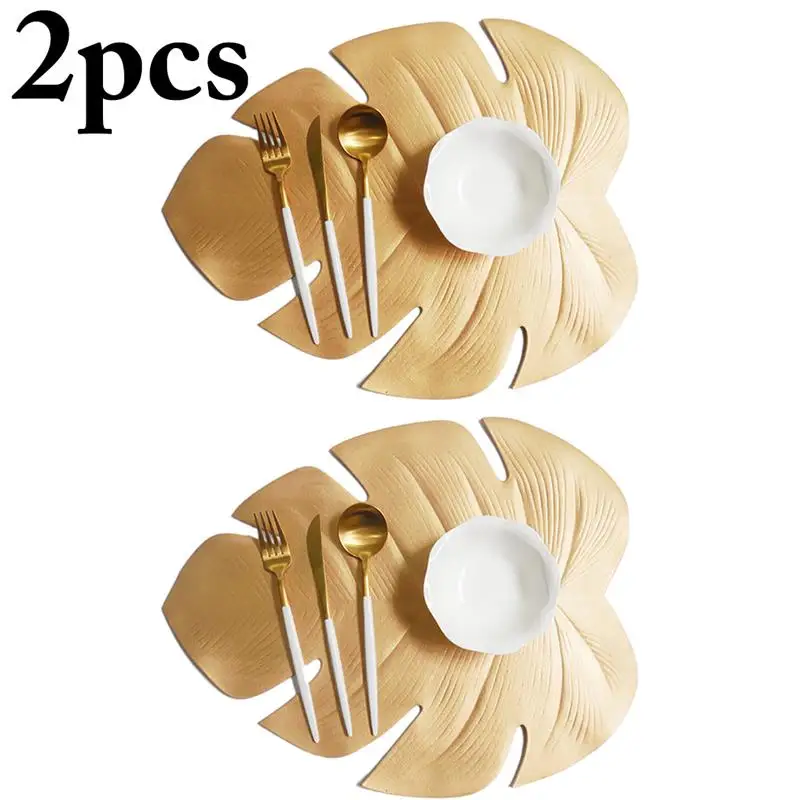 

2pcs Creative Artificial Monstera Table Insulation Pad Solid Placemats Non Slip Table Mat Kitchen Accessories Decoration Coaster