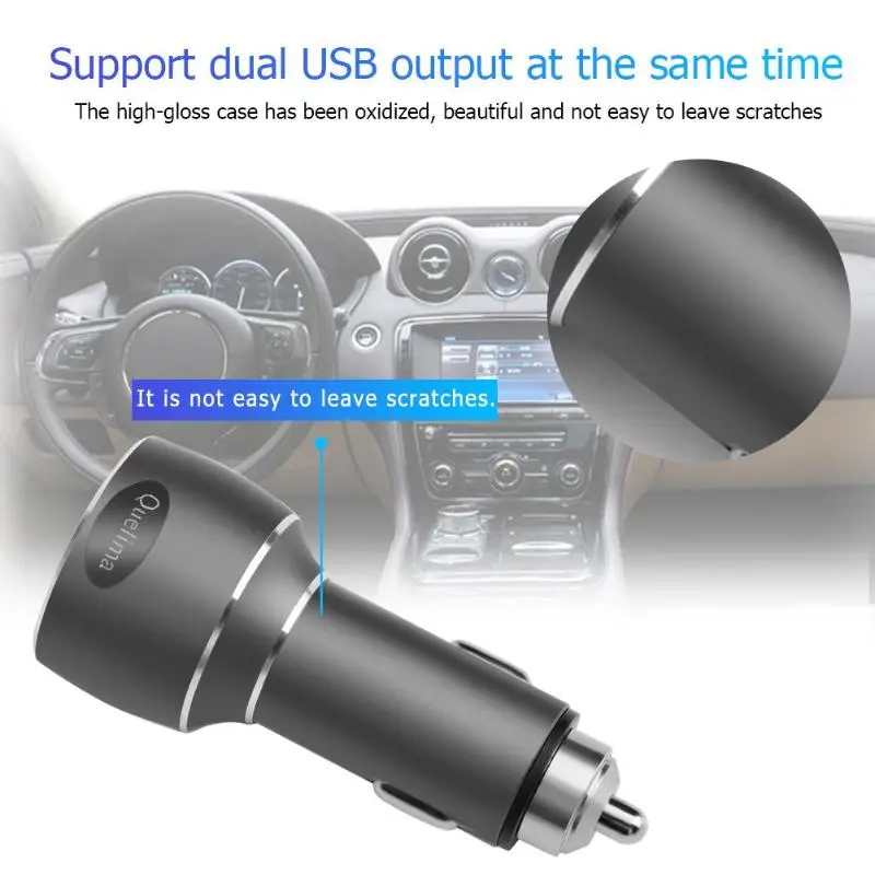 Черный/серый Quelima Dual 2 USB порт QC3.0 быстрая зарядка автомобильное зарядное