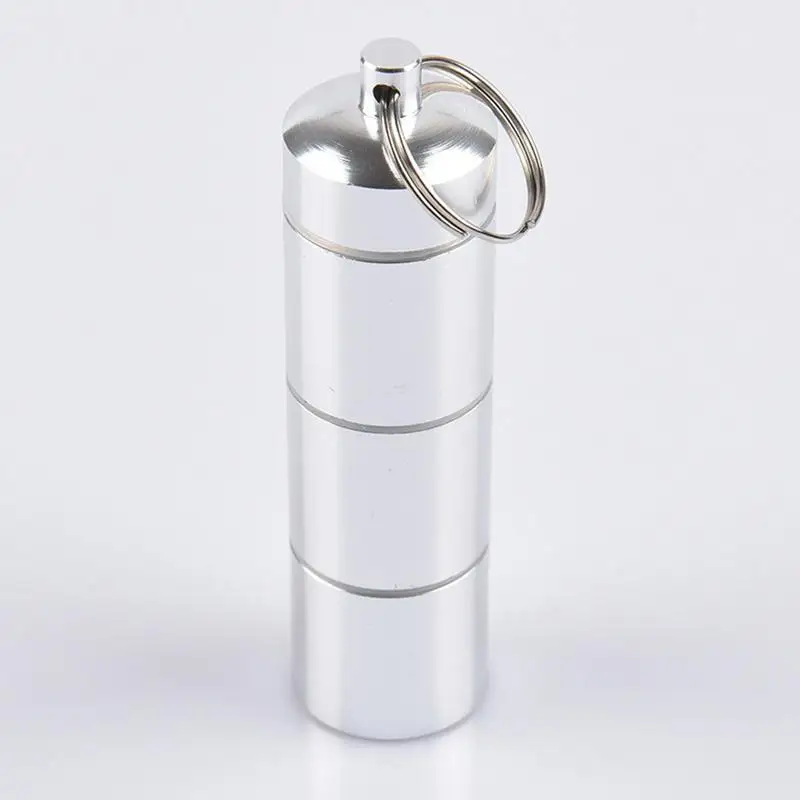 

vvcesidot Waterproof Mini Medicine Storage Box Key Chain Car Key Holder Aluminum Alloy Storage Tank Portable Hanging Rings