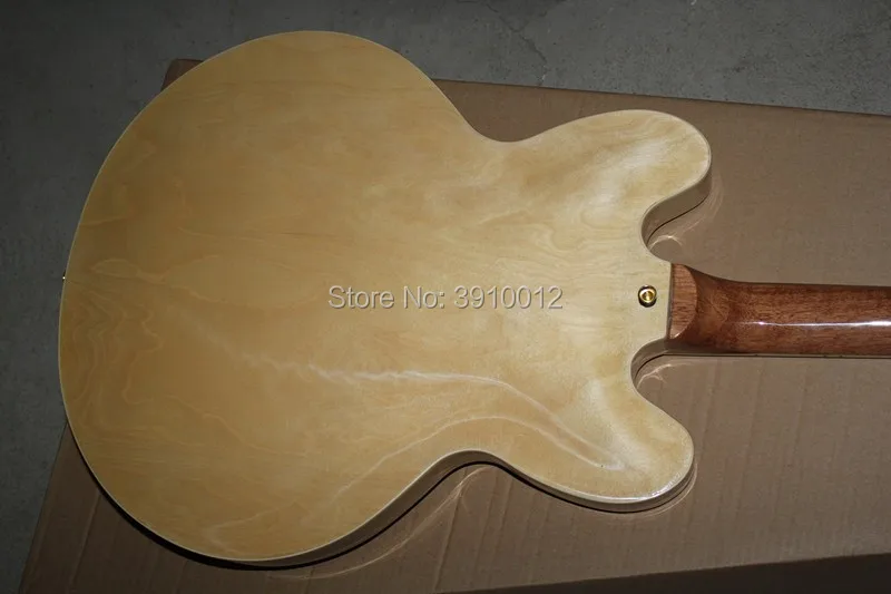 Factory Wholesale Wood Color Body Semi-hollow Electric Guitar with Tiger maple veneer Red tortoise shell panel Offer Customized Factory Wholesale Wood Color Body Semi-hollow Electric Guitar with Tiger maple veneer Red tortoise shell panel Offer Customized