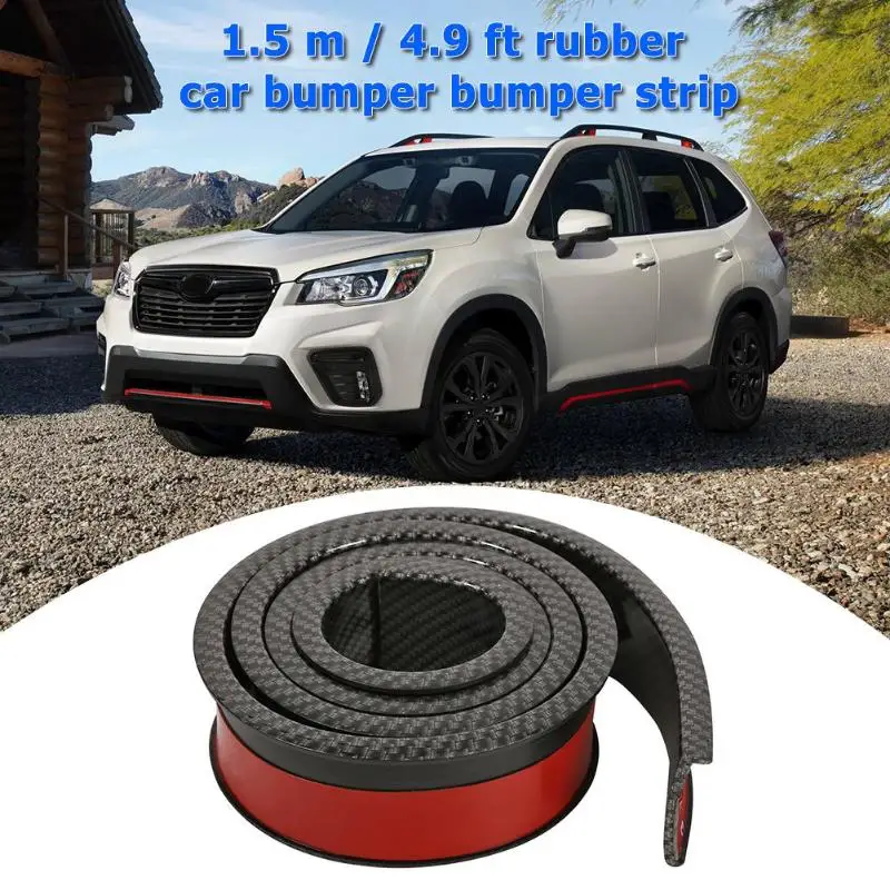 VODOOL 1,5 м/4,9 фута мягкий резиновый автомобильный бампер полоса из углеродного волокна с рисунком Авто внешний передний бампер для губ протектор стикер для автомобиля Стайлинг
