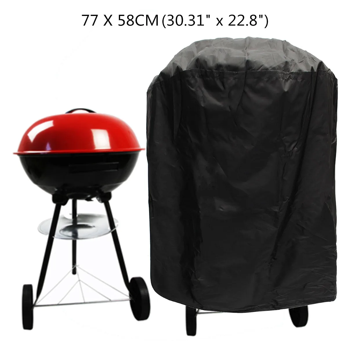 

77x58cm Waterproof Round Barbecue BBQ Cover Grill Outdoor Dust Rain Protector Travel Outdoors Accessories