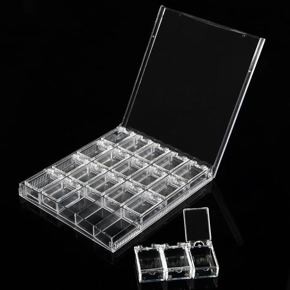 

20 Slots Clear Plastic Storage Box Nail Art Rhinestone Tools Jewelry Beads Display empty Storage Box Case Organizer Holder
