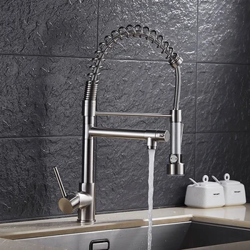 

Kitchen Faucets Home Rotating Copper Spring Leading Universal Hot and Cold Water Pull-out Spray Mixing Valve Water Faucet