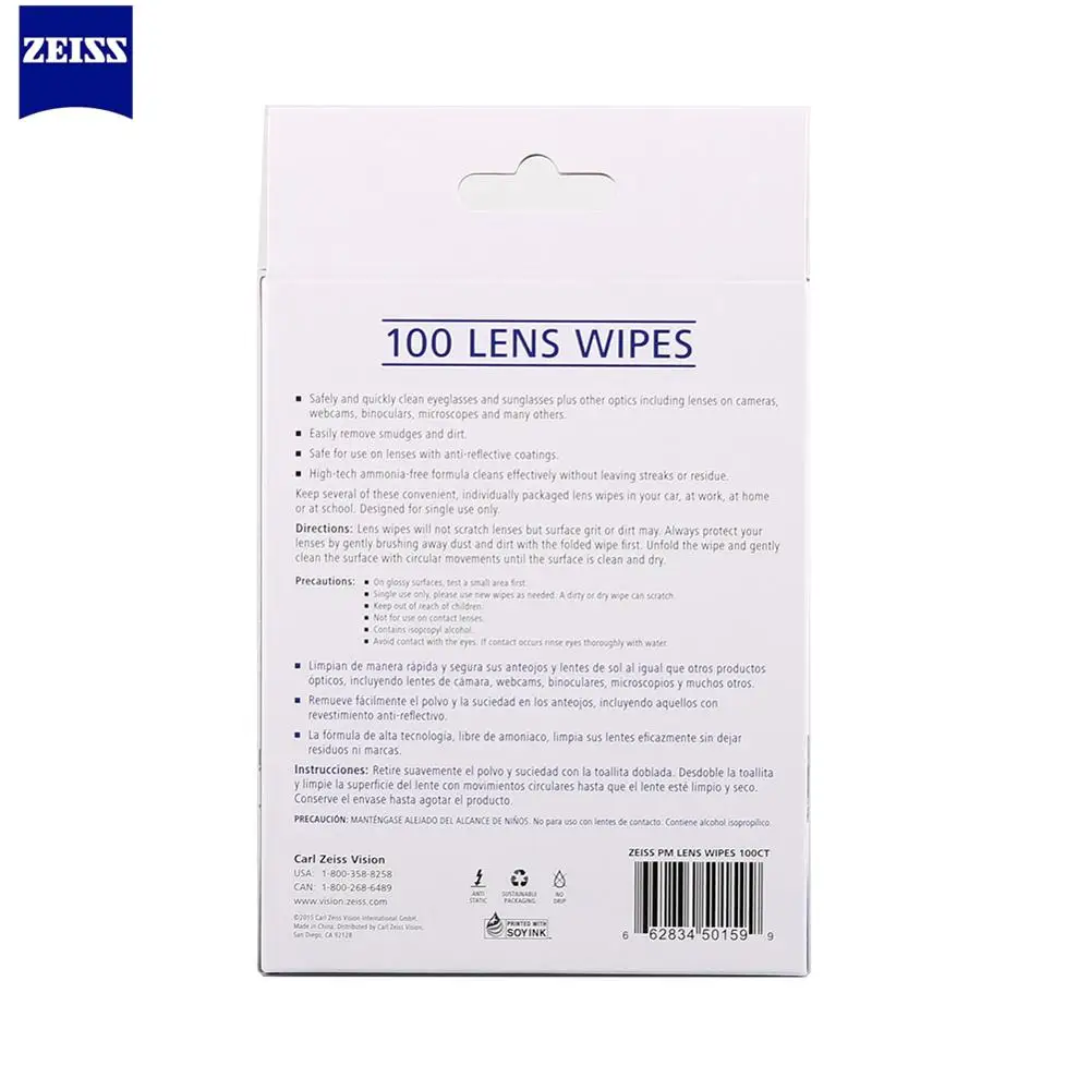 100 counts pre-moistened ZEISS проектор экран аниме тряпочка для чистки очков оптические салфетки для очков