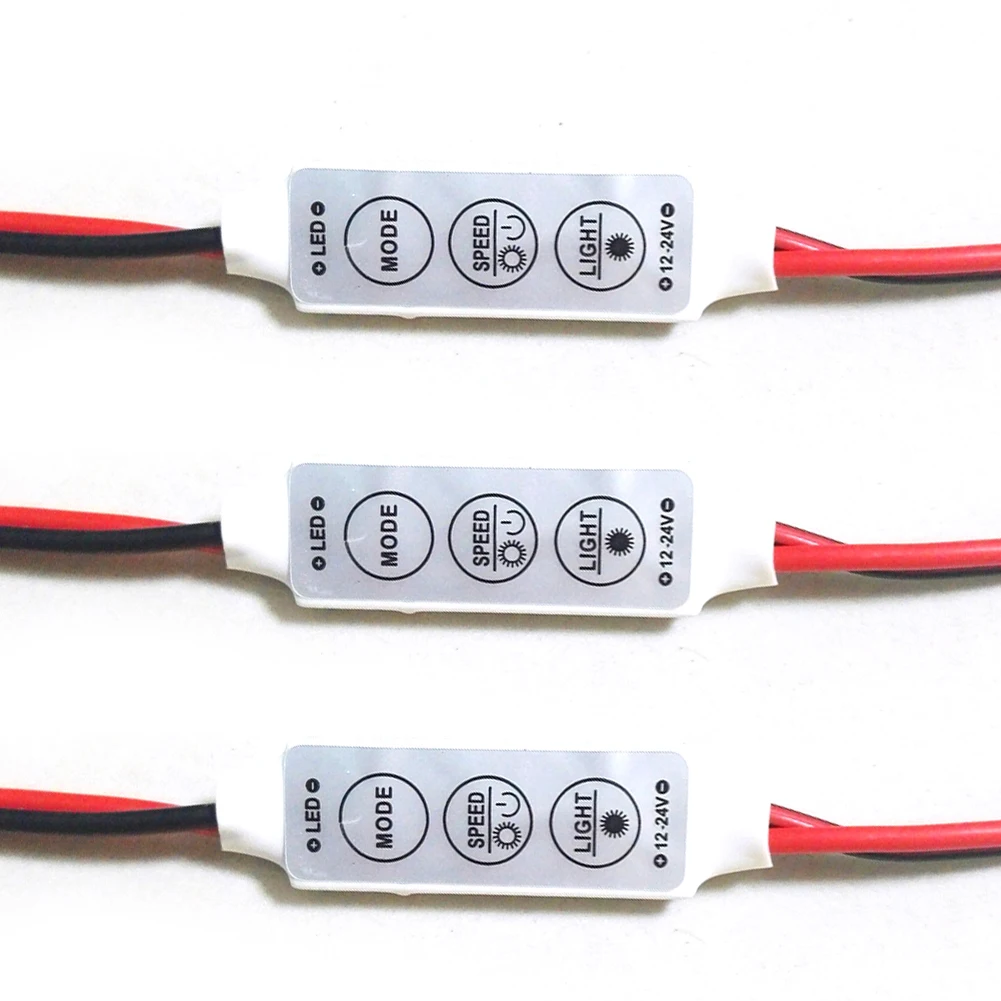 

1PCS 12 / 24V Mini 3 Keys Single RGB Color LED Controller Brightness Dimmer for led 3528 5050 strip light Hot Wholesale