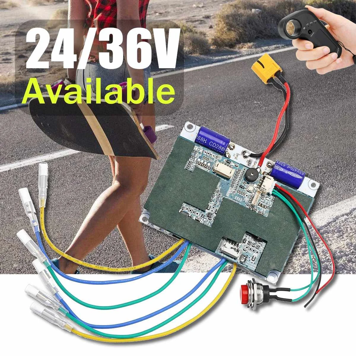 24 فولت/36 فولت الكهربائية لوح التزلج تحكم Longboard عن المحركات المزدوجة ESC بديلا أجزاء الدراجات البخارية لوح تزلُّج اكسسوارات