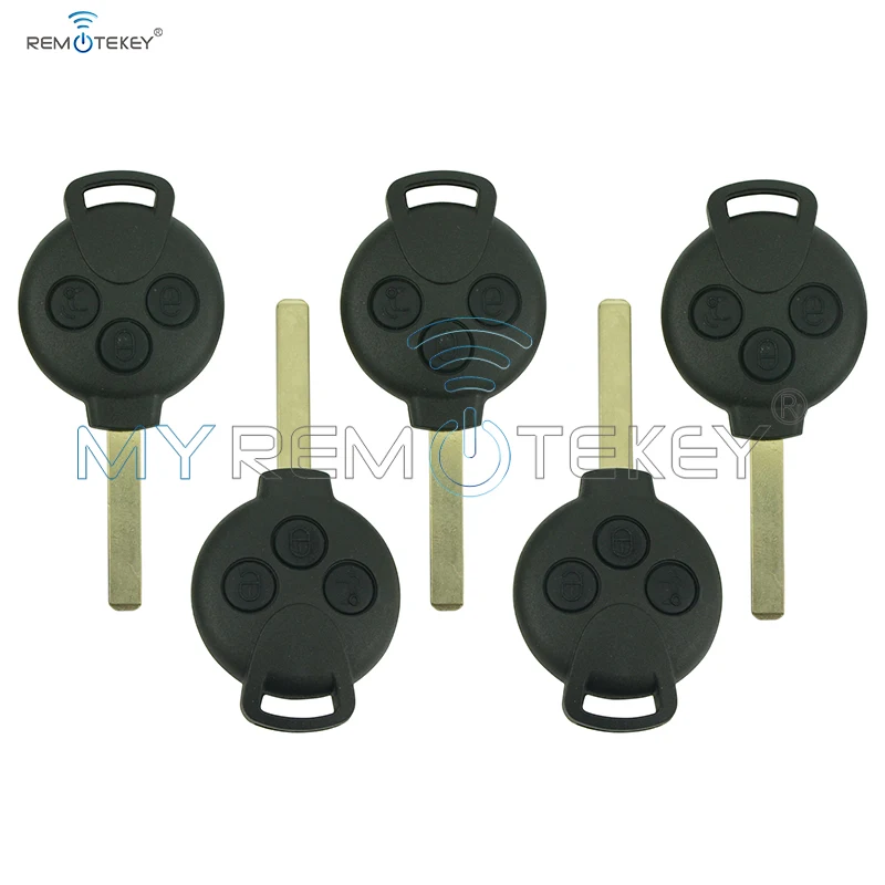 Remtekey 5pcs Remote car key fob 3 button 434 mhz 7941 chip for Smart Fortwo 2007 2008 2009 2010 2011 2012 2013 | Автомобили и