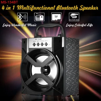 

MS-134BT Wireless Bluetooth Speaker Multimedia Mobile Loudspeaker USB 3.5mm FM Radio Subwoofer with TF Card Slot for SmartPhones