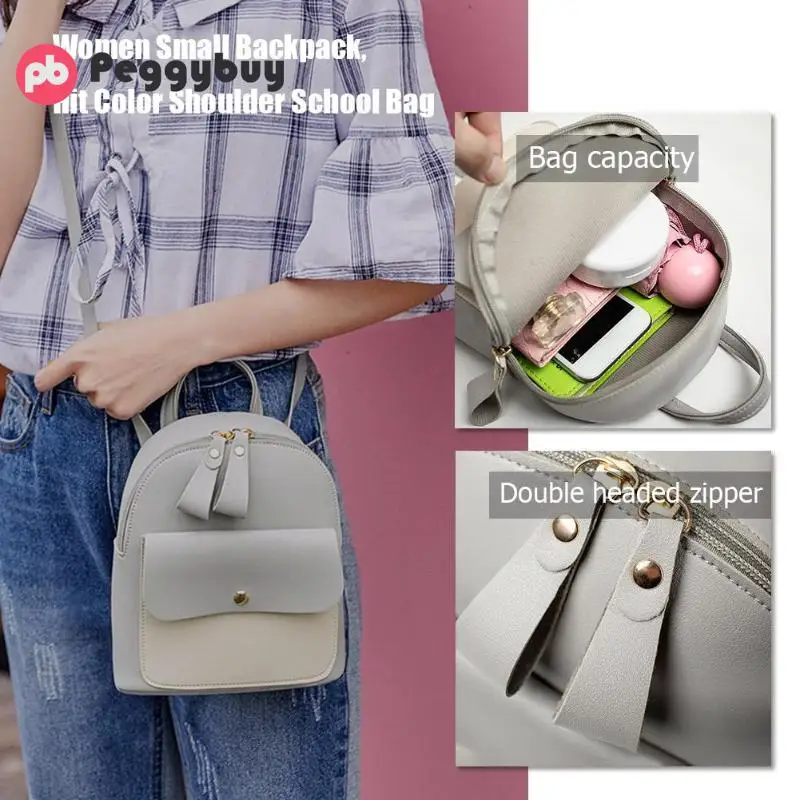 De las mujeres de la moda Mini Mochila de cuero de la PU de la Universidad hombro bolso mochila escolar de las señoras Casual bolsa de viaje mochilas de mujer De las mujeres de la moda Mini Mochila de cuero de la PU de la Universidad hombro bolso mochila escolar de las señoras Casual bolsa de viaje mochilas de mujer