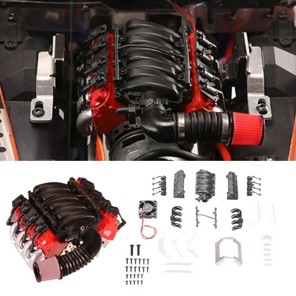 

Simulation V8 Engine Cover Fan Radiator For Traxxas TRX4 D90 D110 D130 SCX10