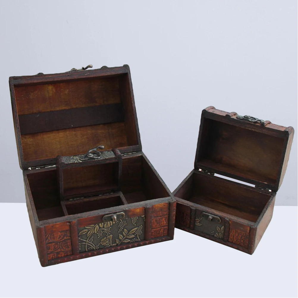3pcs Jewelry Storage Box Wooden Durable Antique Sundries Box for Girls Women Jewelry Organizer