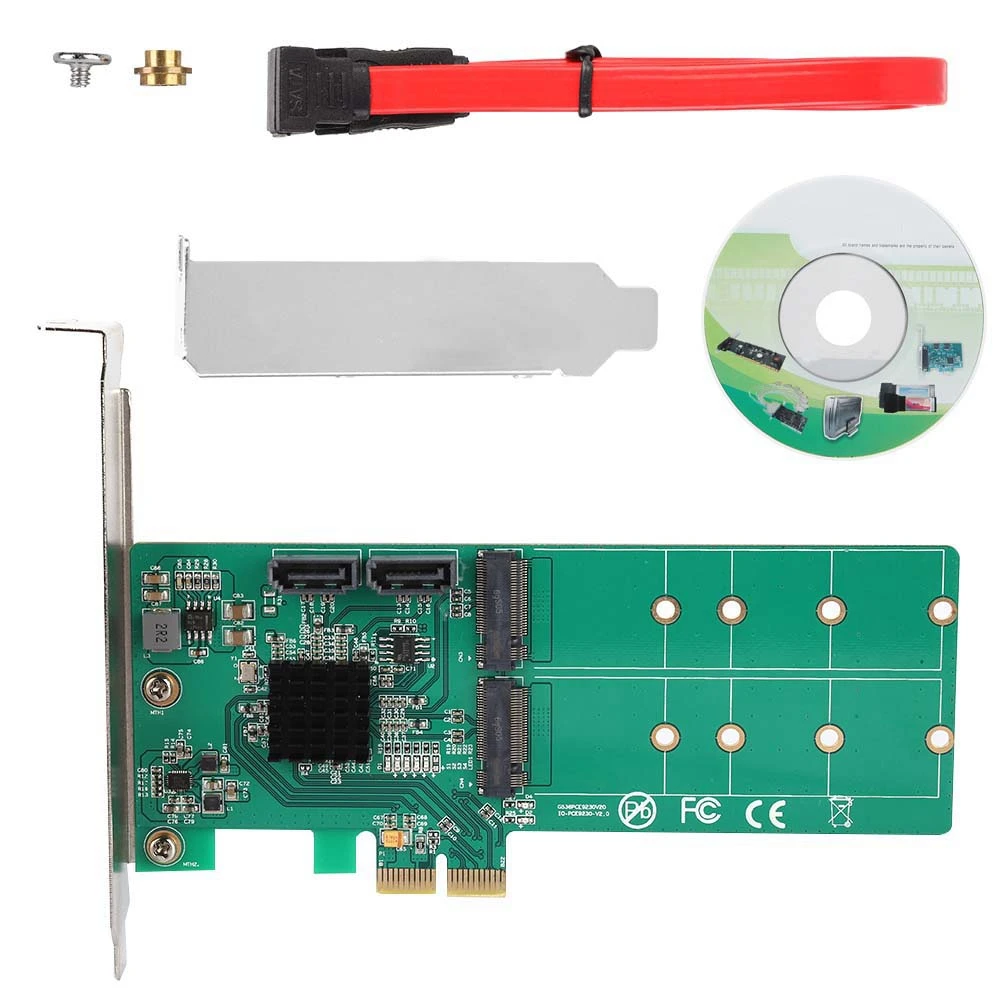 

PCI-E to 2x M.2 NGFF and 2x SATA3.0 M.2 NGFF SSD Converter Card For RAID 0 1 HyperDuo Support SATA III Transmission