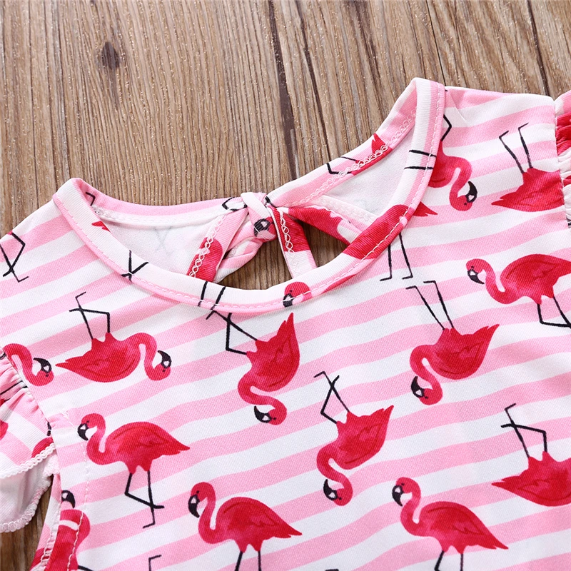 Милая купальная одежда с фламинго для девочек г., цельный купальный костюм для маленьких девочек купальное платье пляжные купальные костюмы детская одежда для плавания