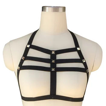 

Open Bra Sexy Hollow Out Halter Bralette Bandage Sexy Backless Rivet Bra Womans Lingerie And Exotic Bra Belt