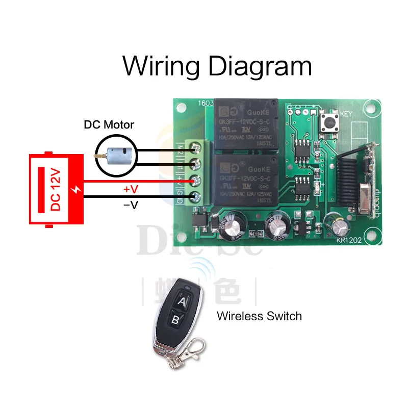 Пульт дистанционного управления 433Mhz DC 12V 2CH rf релейный приемник и передатчик для Гаража Пульт дистанционного управления и изменения двигателя положительный отрицательный