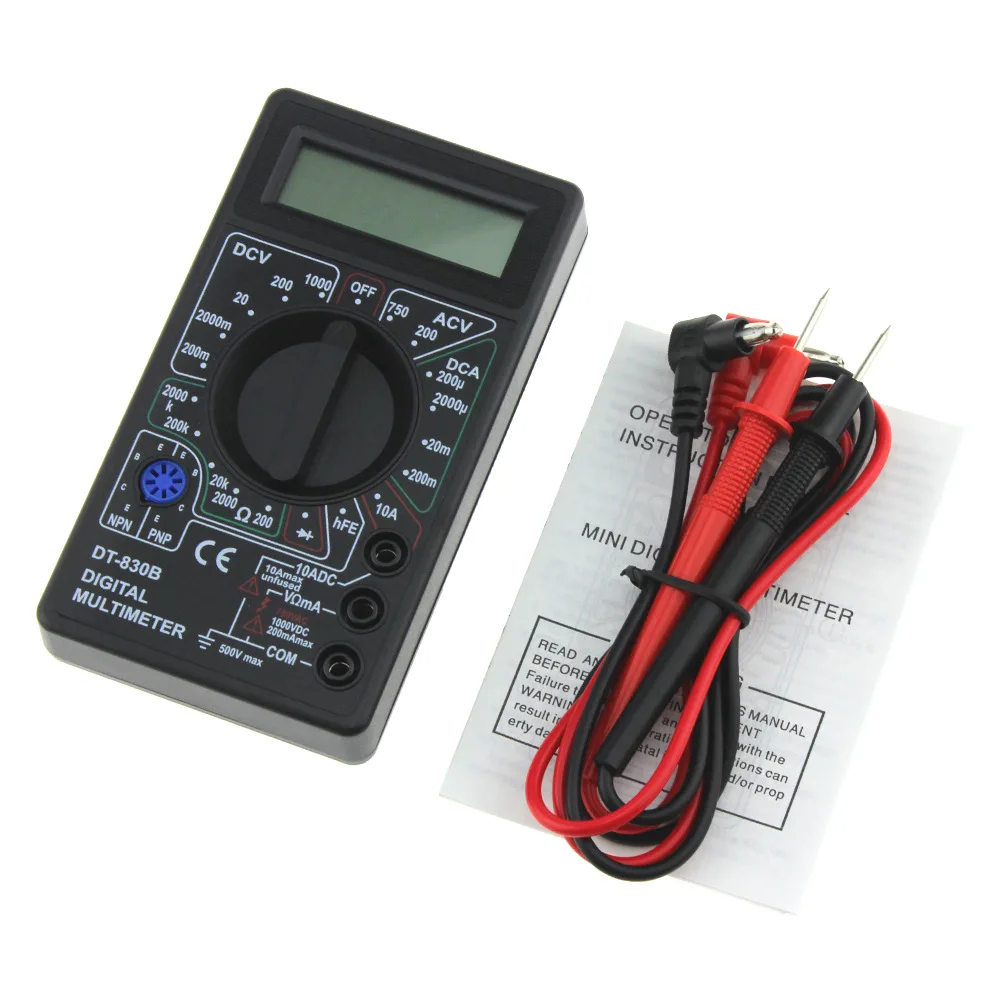 

DT830B AC/DC LCD Digital Multimeter 750/1000V Voltmeter Ammeter Ohm Tester High Safety Handheld Meter Digital Multimeter