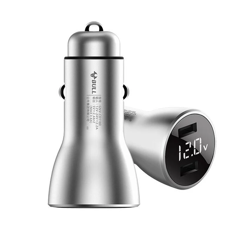 

BULL GNV-USCD1180 Digital Display 5V 3.6A Metal Dual USB Dual Interface Car Charger