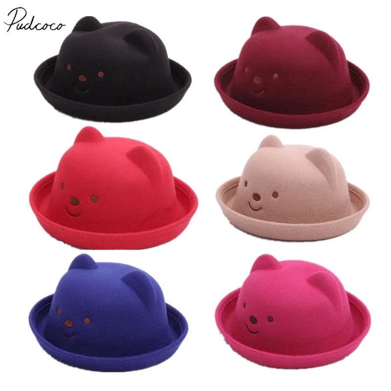 

2019 Brand New Toddler Cute Baby Kids Boys Girls Short Ears Litter Bear Cap Bucket Hats