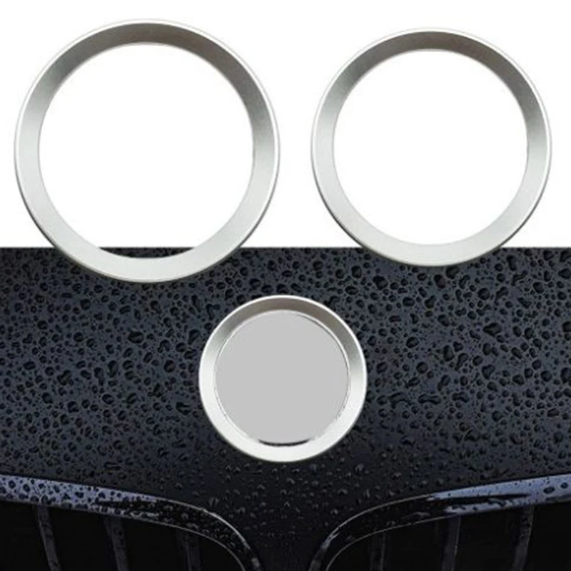 

2x Silver Tone Car Hood Front Back Logo Decorative Ring For BMW 3/4 Series M3 M4