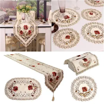 

Retro European Table Cloth Pastoral Embroidered Floral Tablecloth Table Runner Home Kitchen Dining Room Table Mat Cover